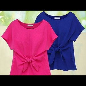 👠💄1pcs Work Sleeve Crown Neck Front Bow top